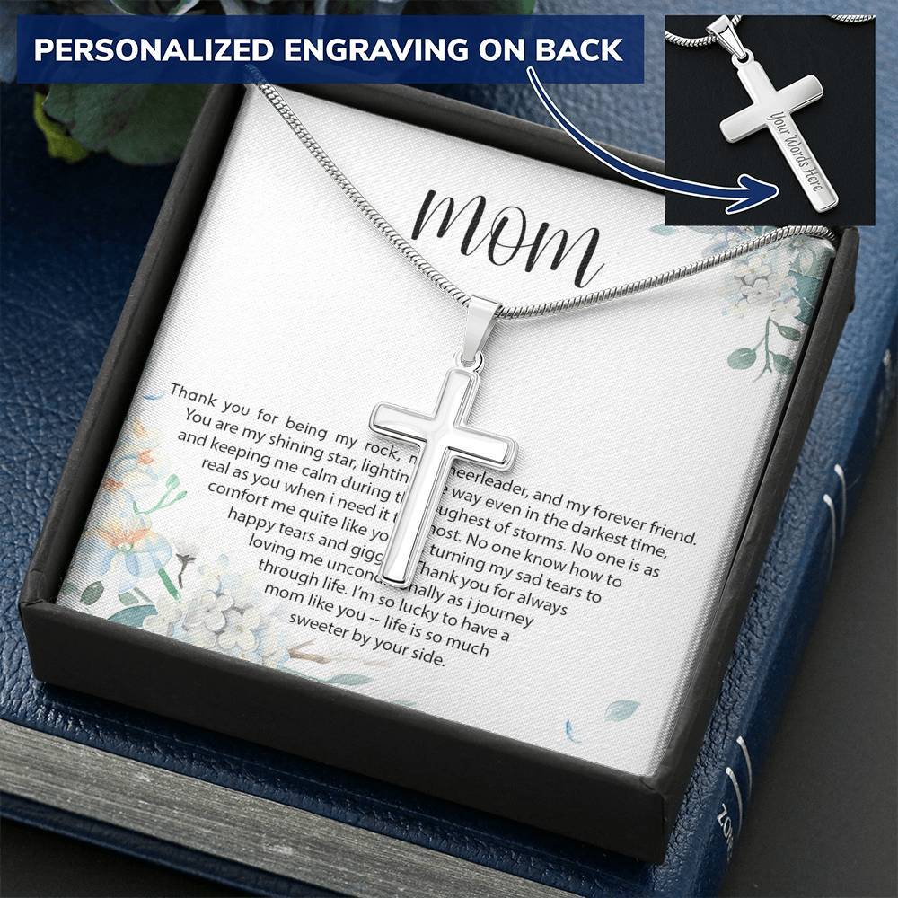 Gearhumans 3D Happy Mothers Day Personalized Cross Necklace GO22042118 ShineOn Fulfillment Standard Box 