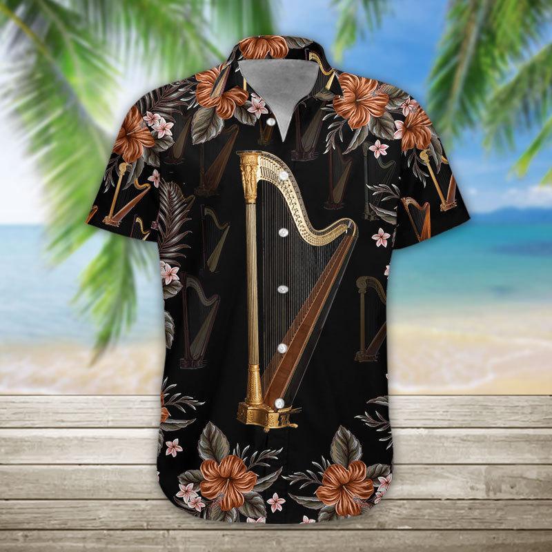 Gearhumans 3D Harp Hawaii Shirt hawaii Short Sleeve Shirt
