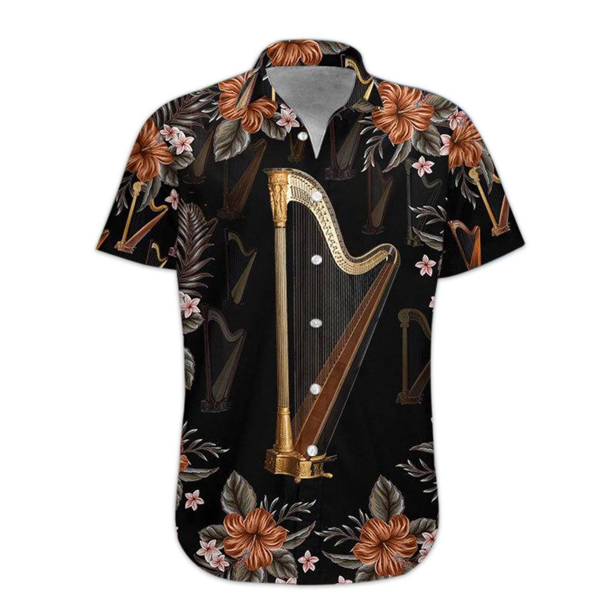 Gearhumans 3D Harp Hawaii Shirt hawaii Short Sleeve Shirt S