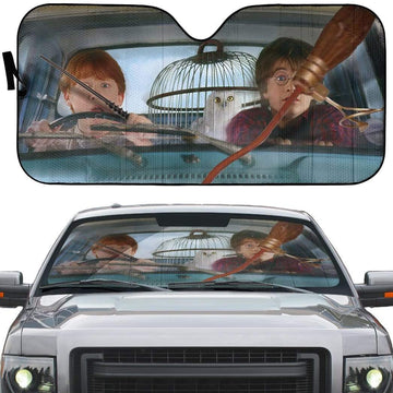 Gearhumans 3D Harry And Ron Driver Custom Car Auto Sunshade