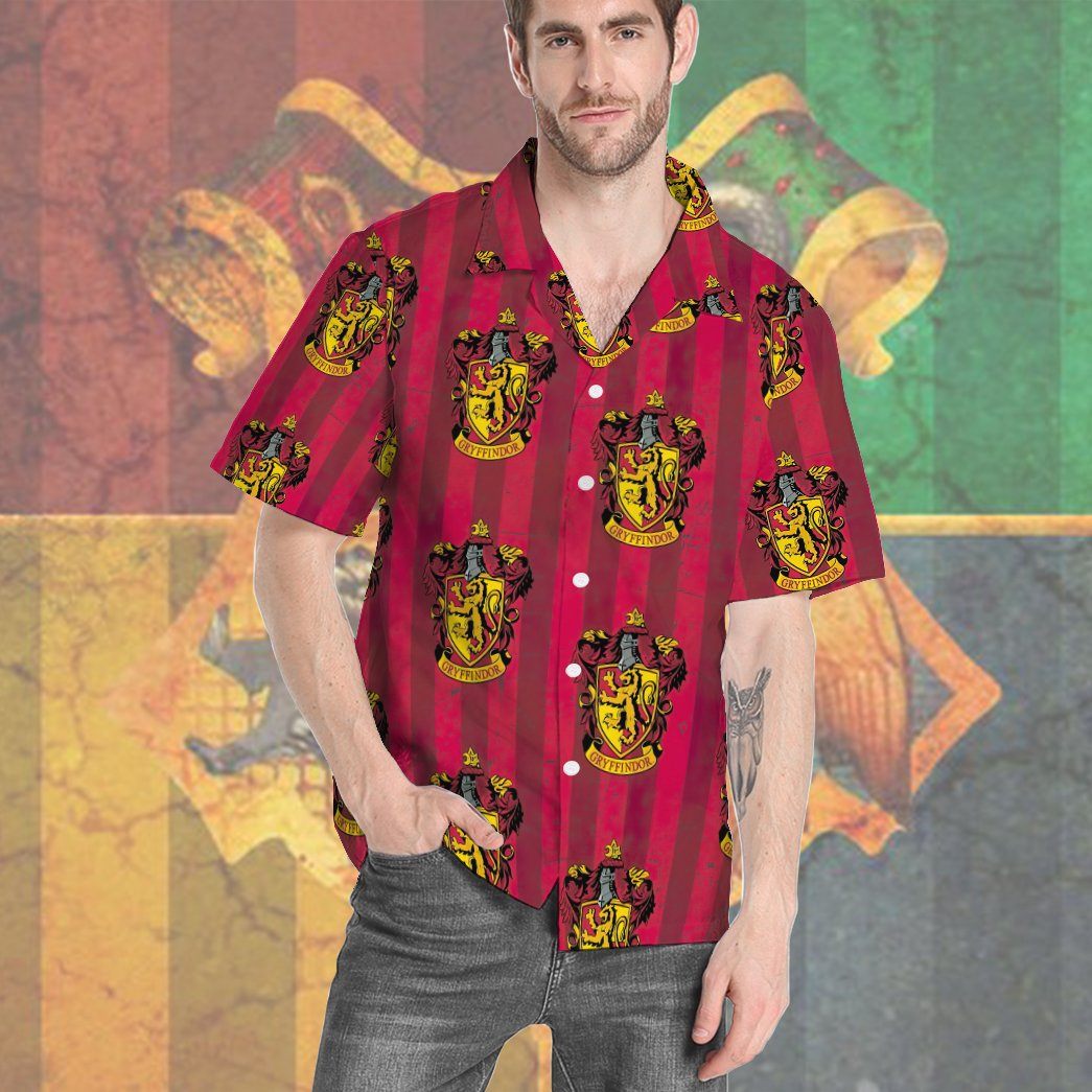 Gearhumans 3D Harry Potter Hogwarts Gryffindor House Pride Crests Custom Hawaii Shirt GO14052116 Hawai Shirt 