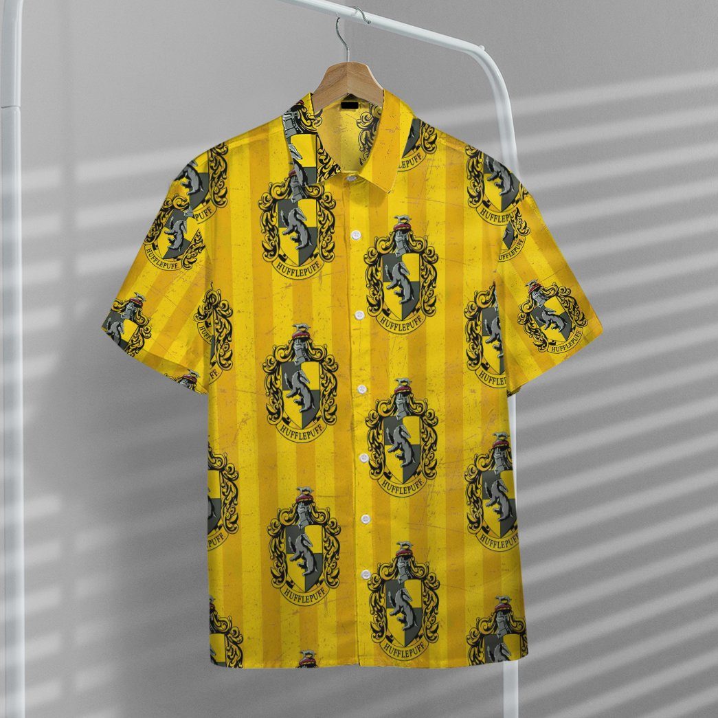 Gearhumans 3D Harry Potter Hogwarts Hufflepuff House Pride Crests Custom Hawaii Shirt GO14052117 Hawai Shirt 