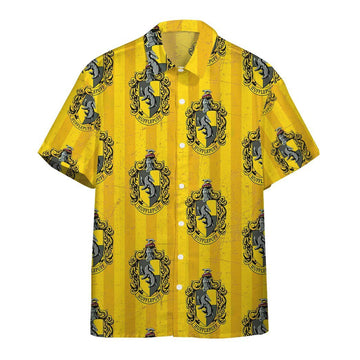 Gearhumans 3D Harry Potter Hogwarts Hufflepuff House Pride Crests Custom Hawaii Shirt GO14052117 Hawai Shirt Short Sleeve Shirt S 
