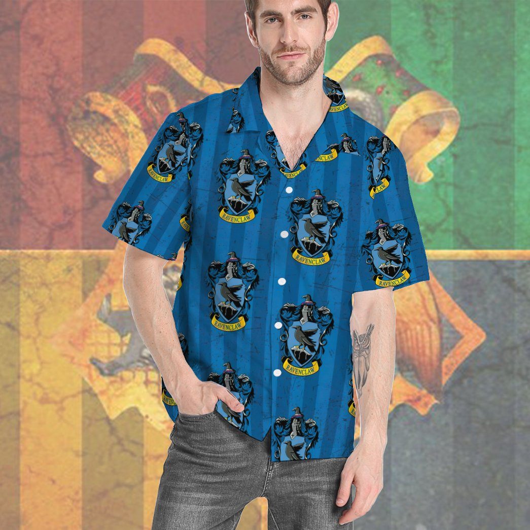 Gearhumans 3D Harry Potter Hogwarts Ravenclaw House Pride Crests Custom Hawaii Shirt GO14052119 Hawai Shirt 