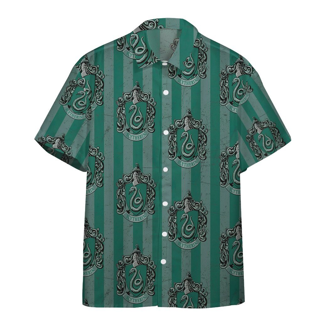 Gearhumans 3D Harry Potter Hogwarts Slytherin House Pride Crests Custom Hawaii Shirt GO14052118 Hawai Shirt Short Sleeve Shirt S 