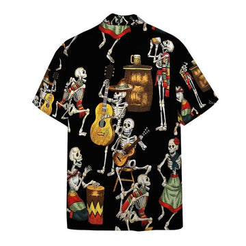 Gearhumans 3D Hawaii Skeleton Dancing Custom Short Sleeve Shirts