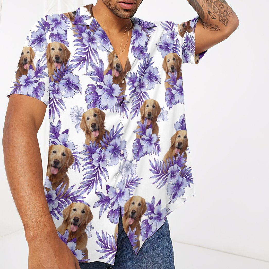 Gearhumans 3D Hawaiian Hibiscus Golden Retriever Custom Short Sleeve Shirt GS05052117 Hawai Shirt 