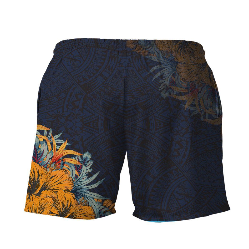 Gearhumans 3D Hawaiian Polynesian Sea Turtle Hibiscus Custom Beach Short GS29062110 Men Shorts 