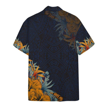 Gearhumans 3D Hawaiian Polynesian Sea Turtle Hibiscus Custom Short Sleeve Shirt