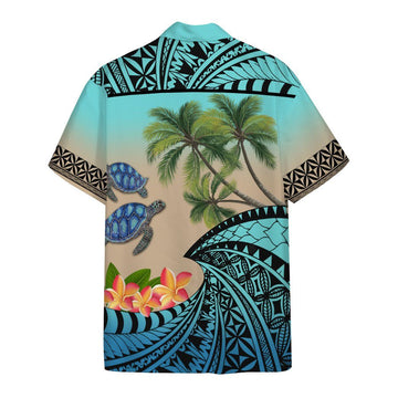 Gearhumans 3D Hawaiian Polynesian Turtle Plumeria Custom Short Sleeve Shirt