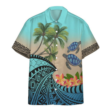 Gearhumans 3D Hawaiian Polynesian Turtle Plumeria Custom Short Sleeve Shirt GS16062114 Hawai Shirt Hawai Shirt S 