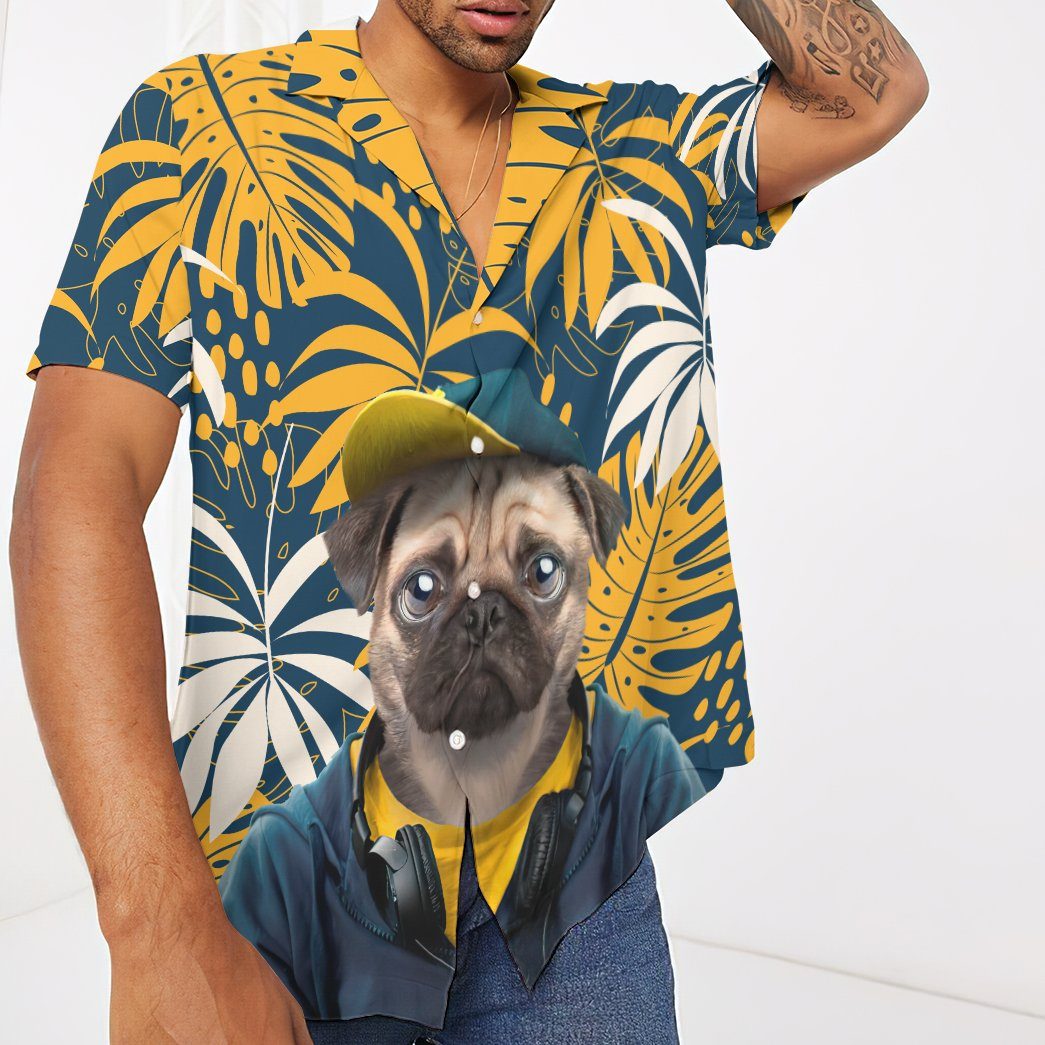 Gearhumans 3D Hawaiian Pug Dog Custom Short Sleeve Shirt GO06052109 Hawai Shirt 