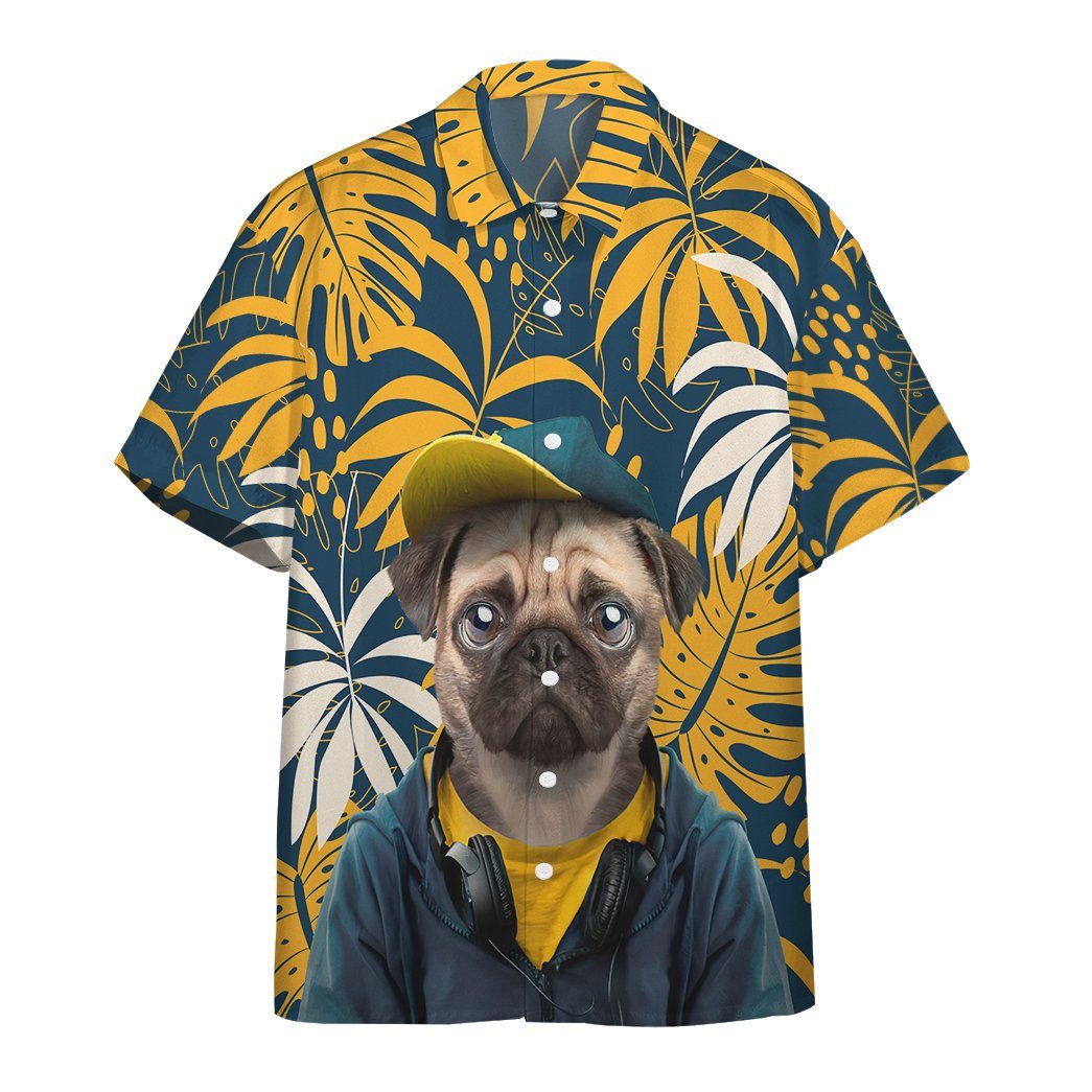 Gearhumans 3D Hawaiian Pug Dog Custom Short Sleeve Shirt GO06052109 Hawai Shirt Short Sleeve Shirt S 