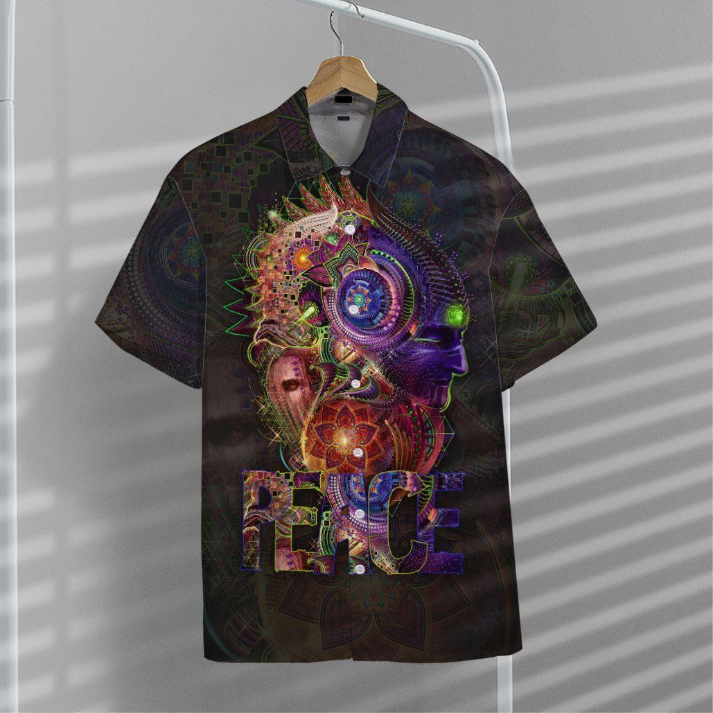 Gearhumans 3D Hippie Magic World In Peace Hawaii Shirt ZB18036 Hawai Shirt 