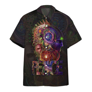 Gearhumans 3D Hippie Magic World In Peace Hawaii Shirt ZB18036 Hawai Shirt Short Sleeve Shirt S 