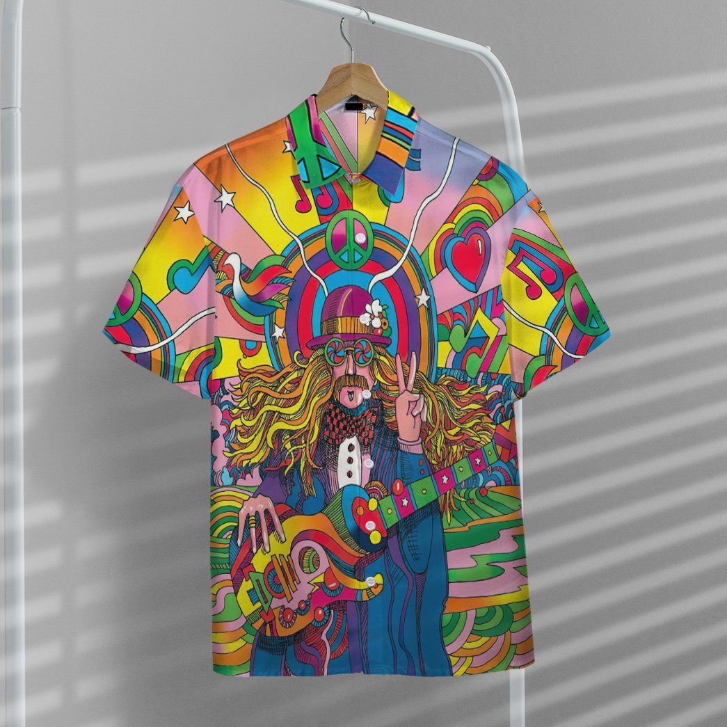 Gearhumans 3D Hippie Psychedelic Hawaiian Custom Short Sleeve Shirts GW24052111 Hawai Shirt 