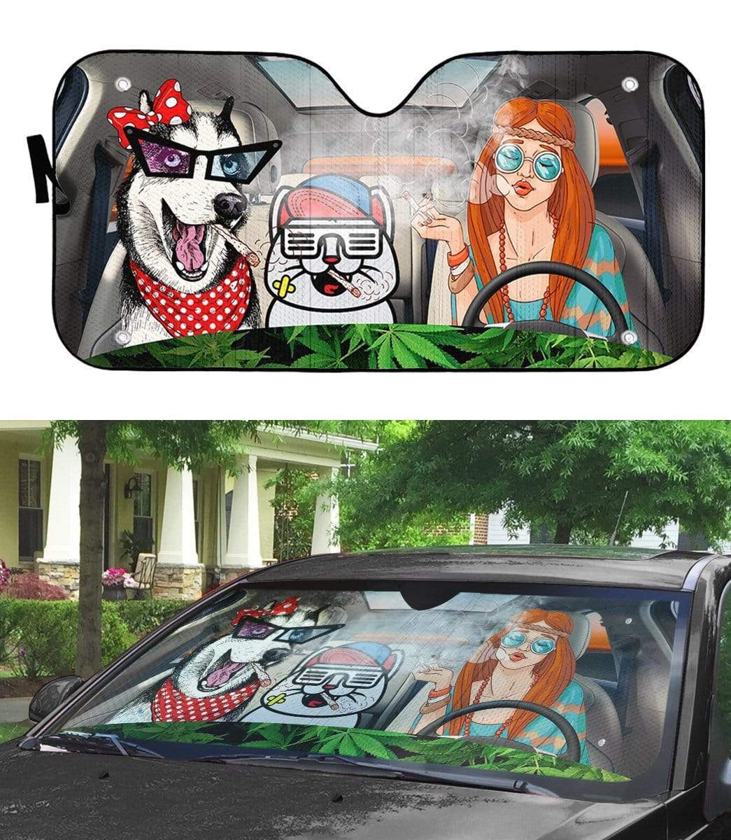 gearhumans 3D Hippie Style Custom Car Auto Sunshade GV190711 Auto Sunshade 