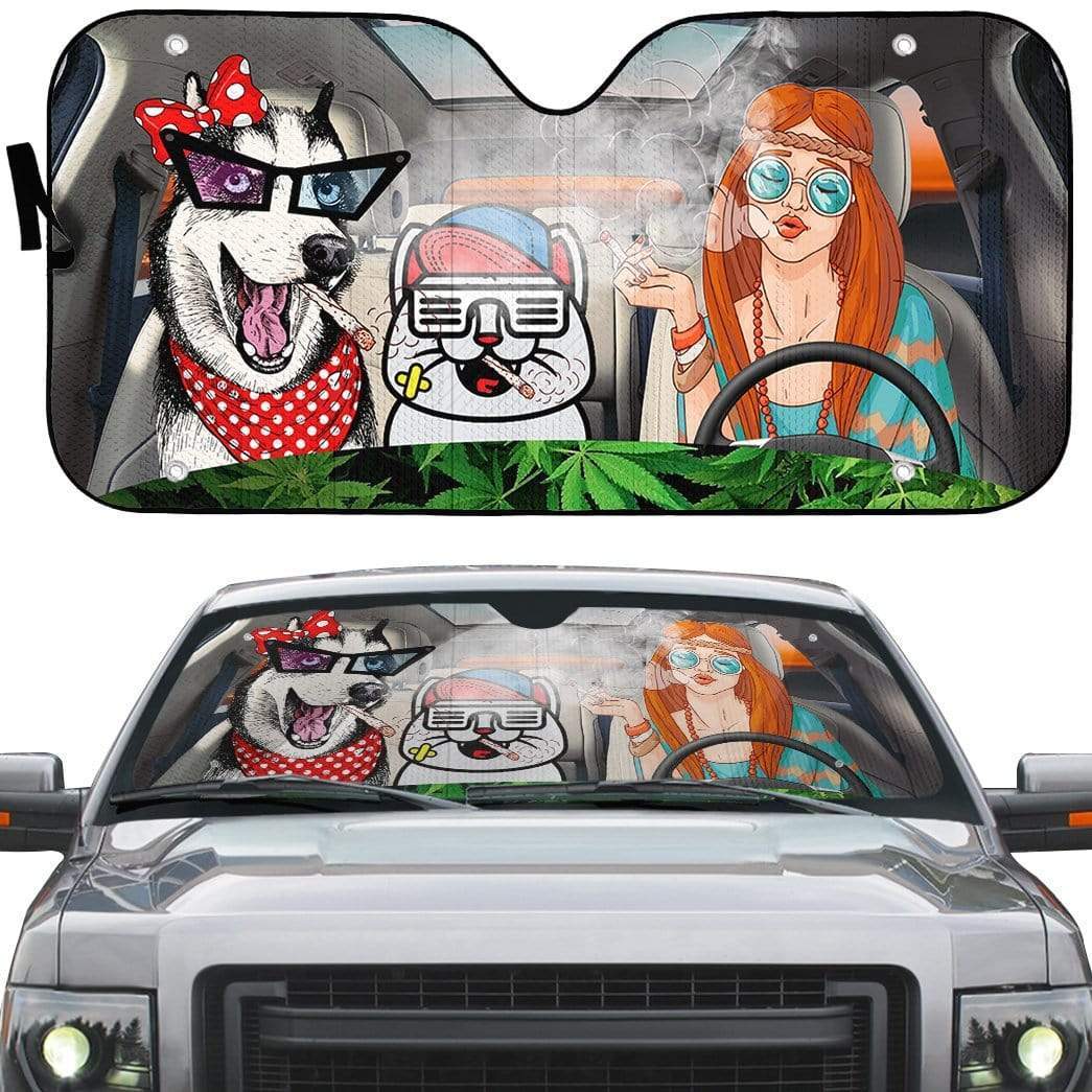 gearhumans 3D Hippie Style Custom Car Auto Sunshade GV190711 Auto Sunshade 