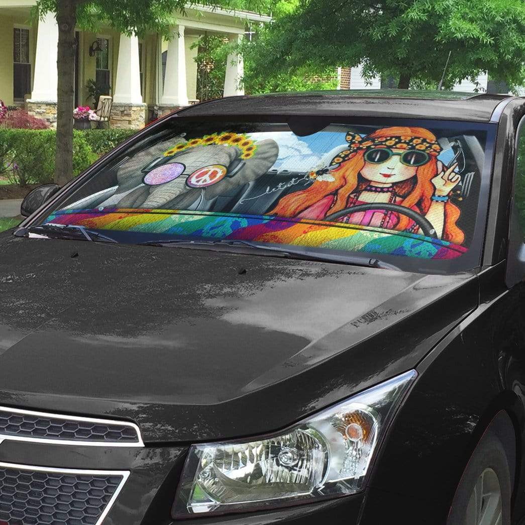 gearhumans 3D Hippie Vibe Custom Car Auto Sunshade GV190712 Auto Sunshade 