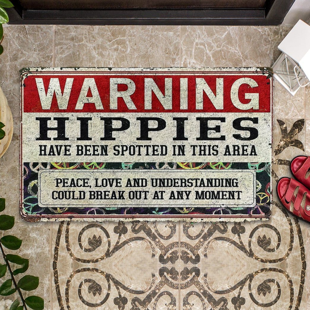 Gearhumans 3D Hippies Have Been Spotted In This Area Custom Doormat GS2906218 Doormat 