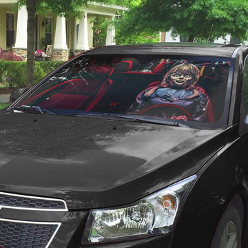 Gearhumans 3D Horror Annabelle Custom Car Auto Sunshade