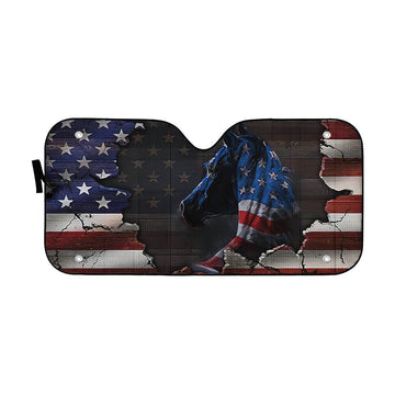 Gearhumans 3D Horse American Flag Custom Car Auto Sunshade