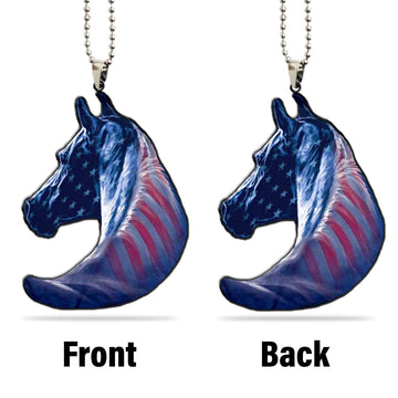 Gearhumans 3D Horse American Flag Custom Car Hanging Ornament
