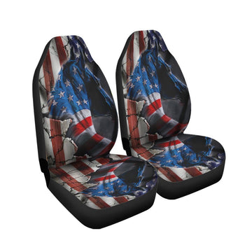 Gearhumans 3D Horse American Flag Custom Car Seat Covers