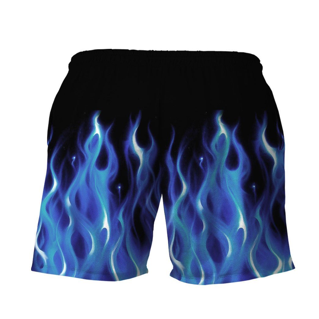 Gearhumans 3D Hot Rod Blue Flame Bowling Custom Name Beach Shorts Swim Trunks GO28052114 Men Shorts 