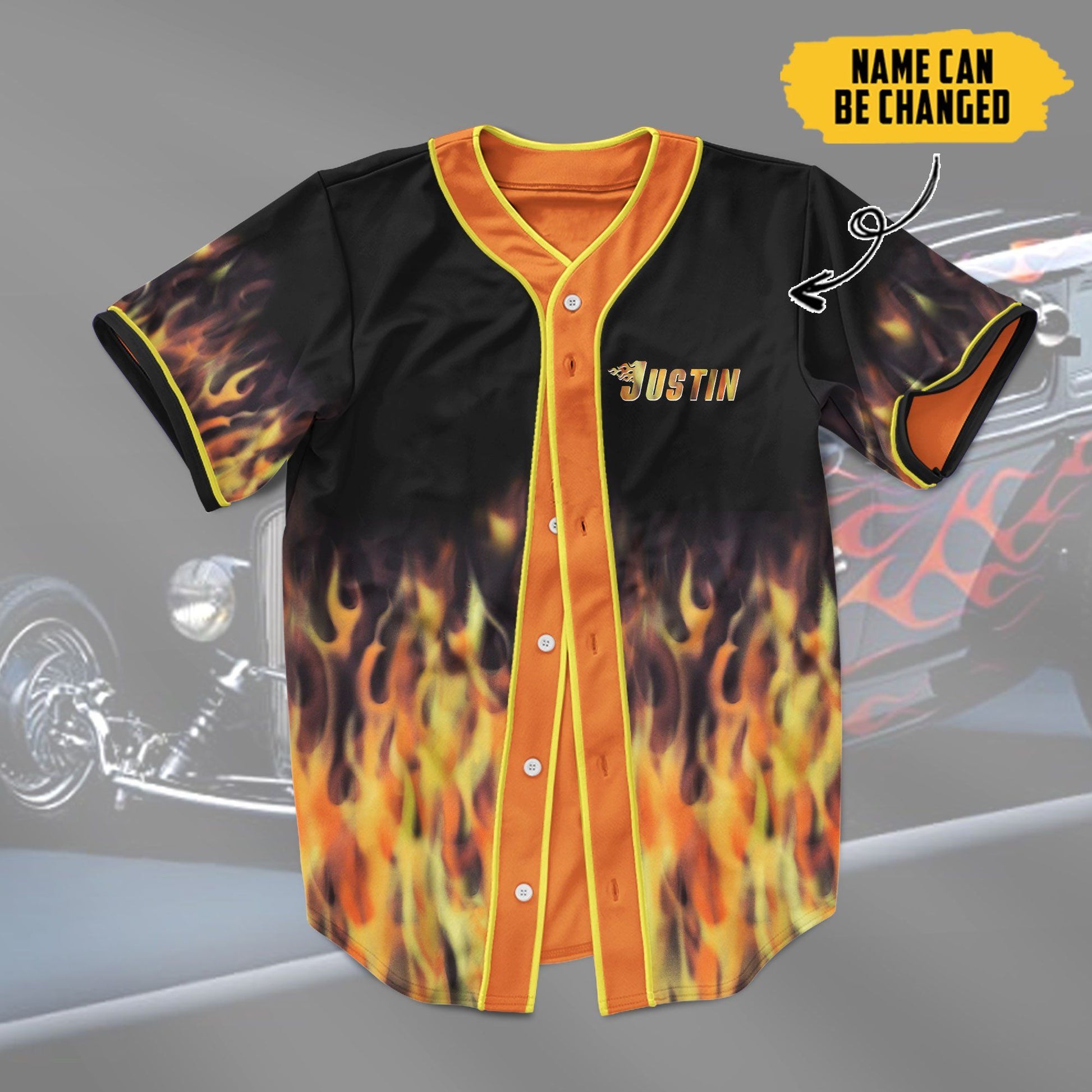 Gearhumans 3D Hot Rod Flame Blowing Custom Name Jersey Shirt GO01072112 Jersey Shirt 