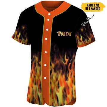 Gearhumans 3D Hot Rod Flame Blowing Custom Name Jersey Shirt