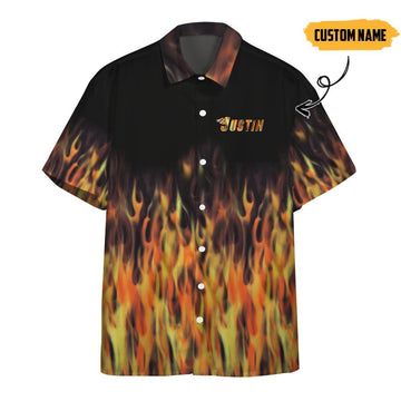 Gearhumans 3D Hot Rod Flame Bowling Custom Name Hawaii Shirt