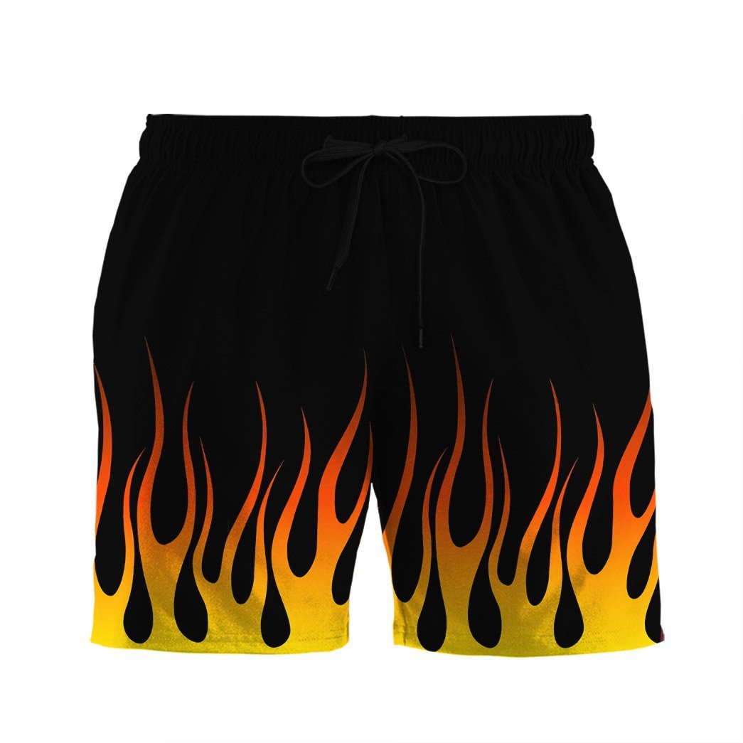 Gearhumans 3D Hot Rod Flame Stencils Custom Beach Shorts Swim Trunks GO11052140 Men Shorts Men Shorts S 