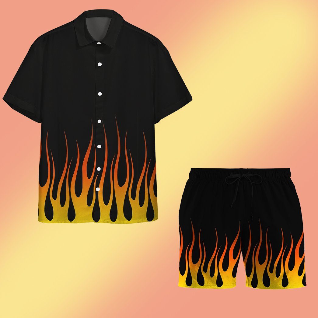 Gearhumans 3D Hot Rod Flame Stencils Custom Hawaii Shirt