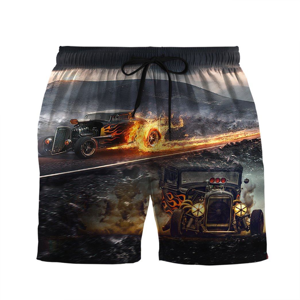 Gearhumans 3D Hot Rod What A Ride Custom Short Sleeve Shirt GS14062110 Hawai Shirt Men Shorts S 