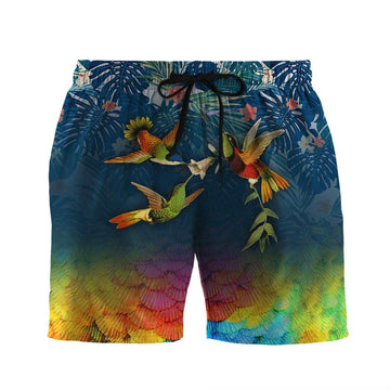 Gearhumans 3D Hummingbird Hawaii Custom Beach Shorts Swim Trunks GS1705214 Men Shorts Men Shorts S 