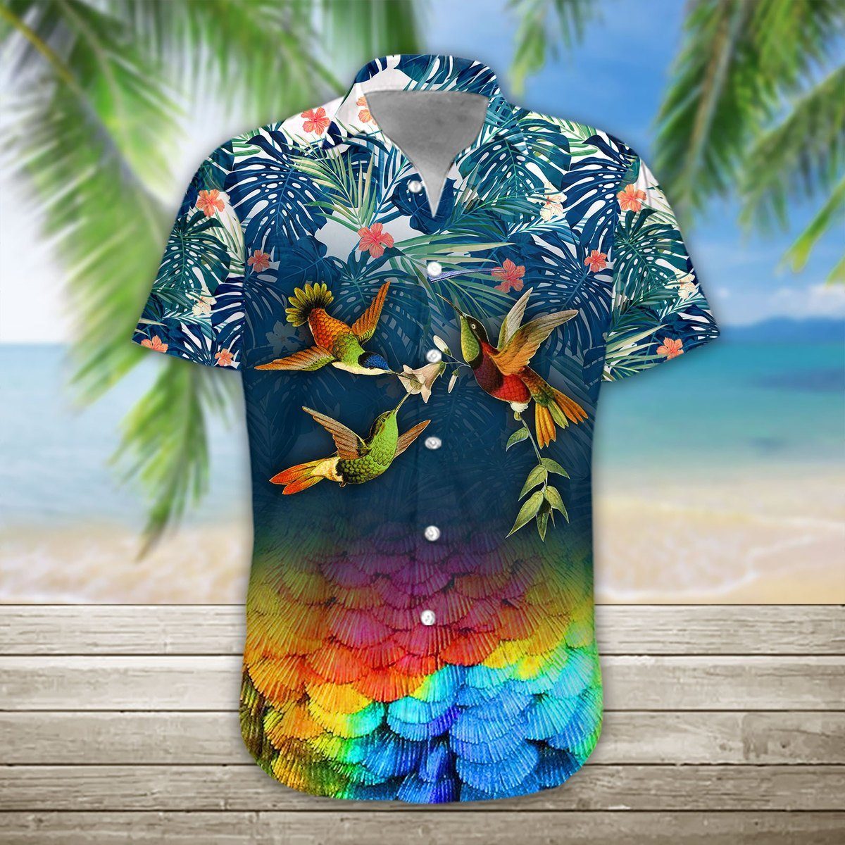 Gearhumans 3D Hummingbird Hawaii Shirt hawaii Short Sleeve Shirt