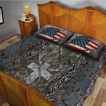 Gearhumans 3D Hunting Fishing Cross Custom Quilt Set GW050412 Quilt Set