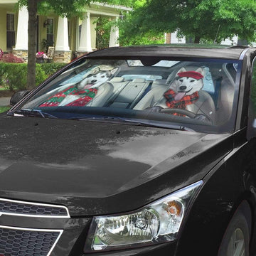 Gearhumans 3D Husky Dog Custom Car Auto Sunshade