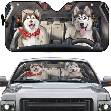 Gearhumans 3D Husky Dog Custom Car Auto Sunshade