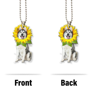 Gearhumans 3D Husky Is My Sunshine Custom Car Hanging