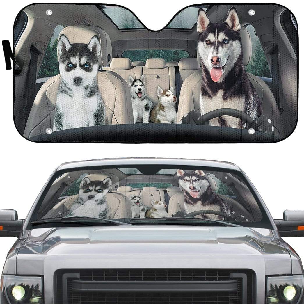 gearhumans 3D Husky Puppies Custom Car Auto Sunshade GL29073 Auto Sunshade 
