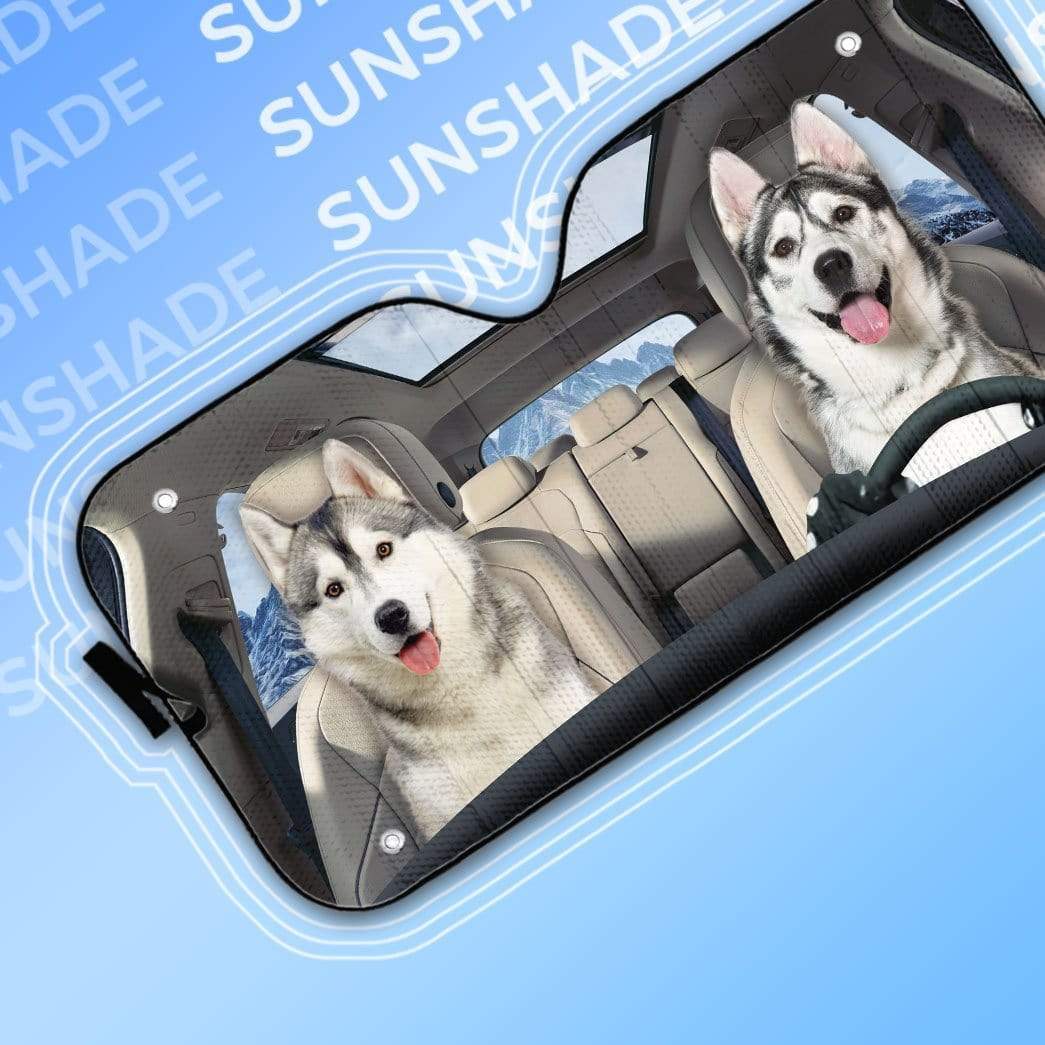 gearhumans 3D Husky Puppies Grow up Custom Car Auto Sunshade GL28076 Auto Sunshade 