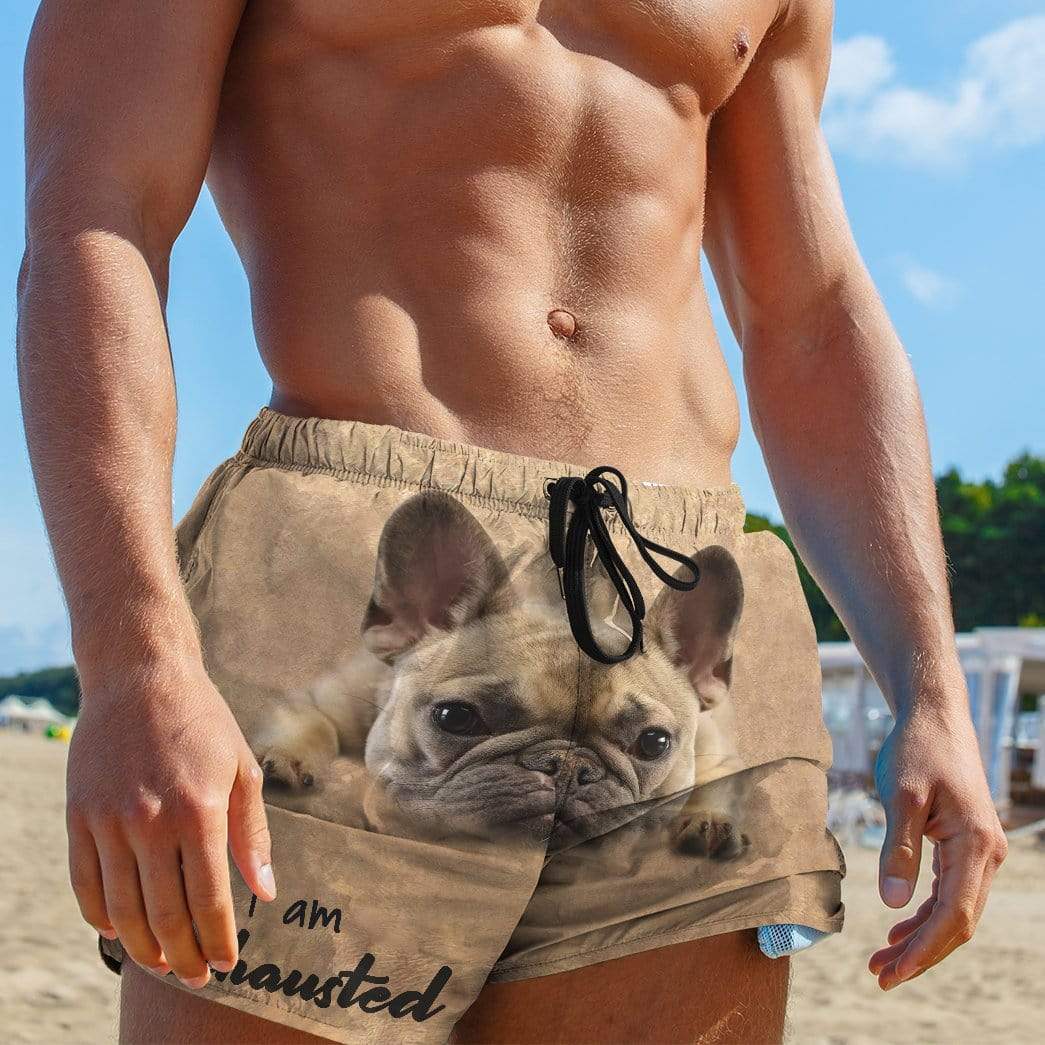 Gearhumans 3D I Am Exhausted Bulldog Custom Summer Beach Shorts Swim Trunks GV16067 Men Shorts 
