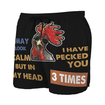 Gearhumans 3D I Have Pecked You 3 Times Beach Shorts Swim Trunks