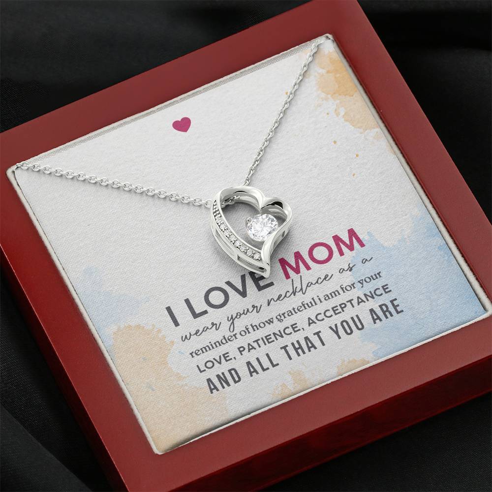 Gearhumans 3D I Love Mom Happy Mothers Day Forever Love Necklace GS23042110 ShineOn Fulfillment Mahogany Style Luxury Box 