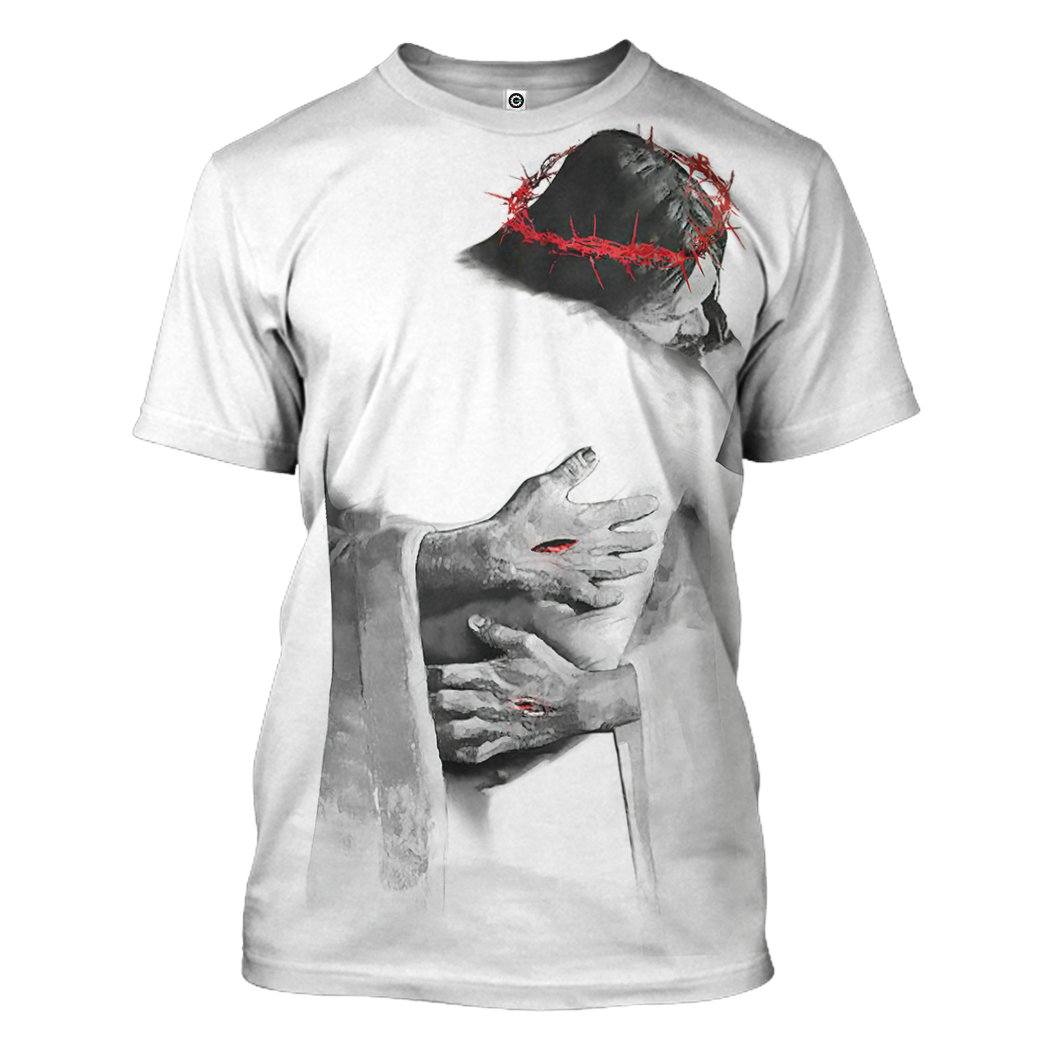 Gearhumans 3D In The Arms Of Jesus Custom Tshirt Hoodie Apparel GW19041 3D Apparel T-Shirt S 