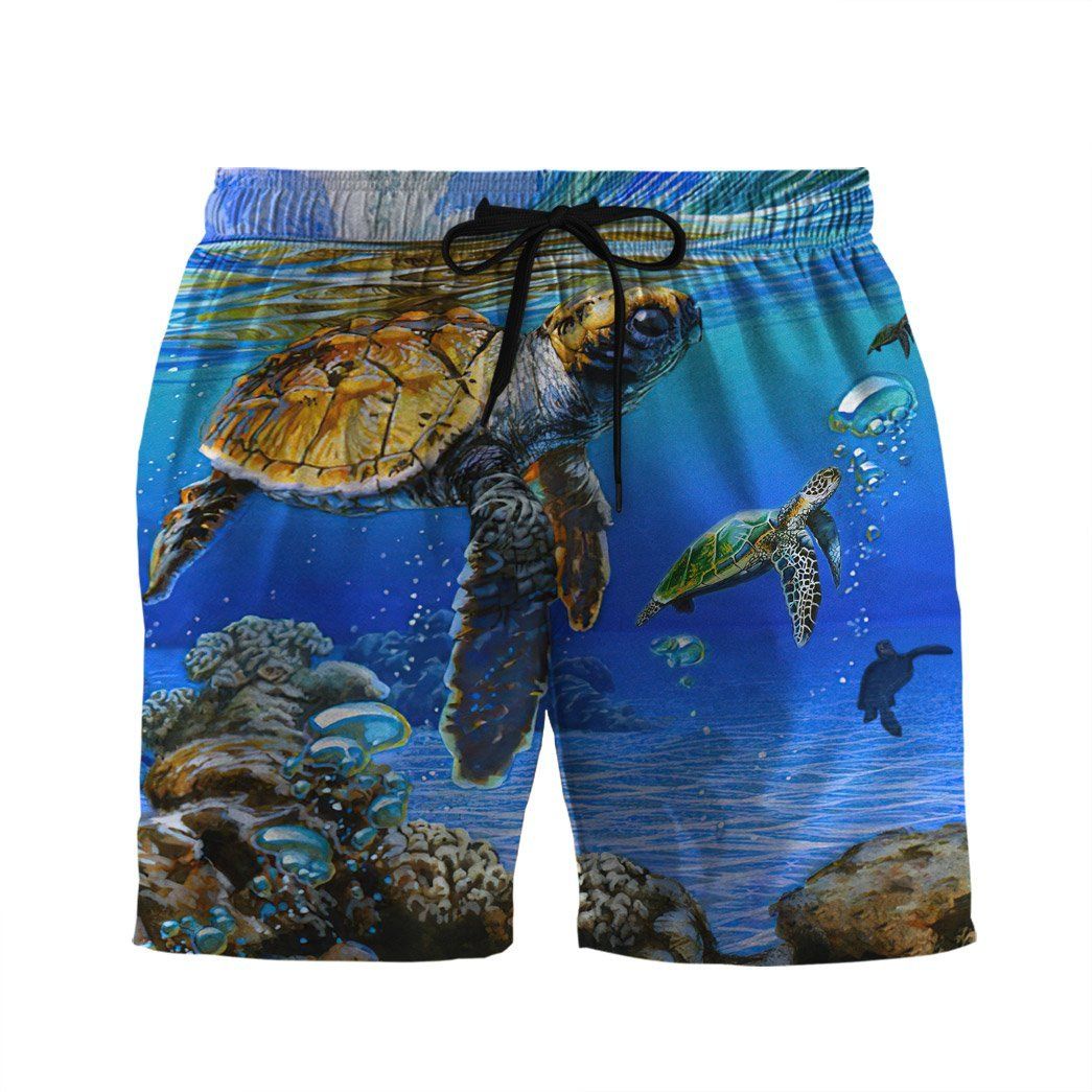 Gearhumans 3D In The Ocean Turtle Custom Hawaii Shirt GS08072124 Hawai Shirt Men Shorts S 