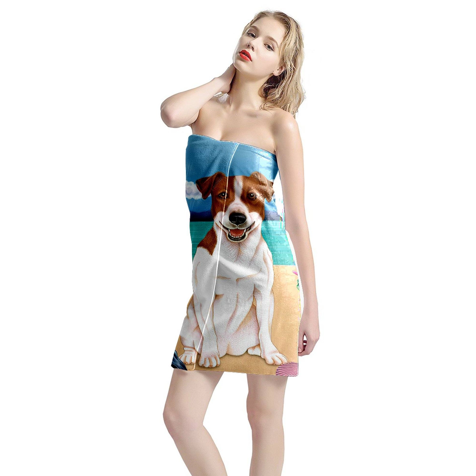 Gearhumans 3D Jack Russell Terrier Dog Custom Beach Towel GW12052110 Towel 