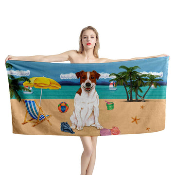 Gearhumans 3D Jack Russell Terrier Dog Custom Beach Towel